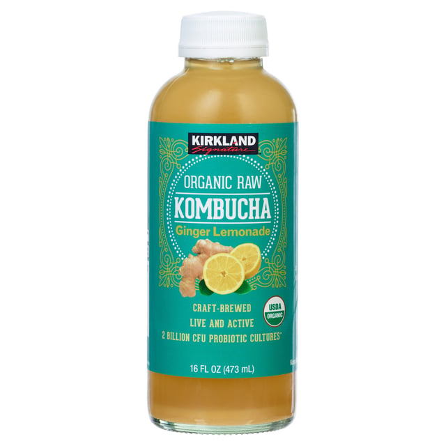 Kirkland Signature Organic Raw Kombucha, Ginger Lemonade, 8 x 16 fl oz