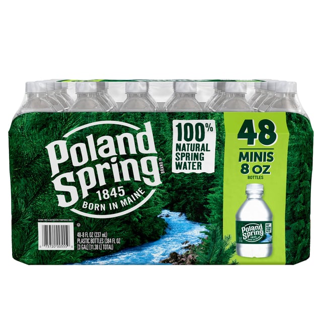 Poland Spring 100% Natural Spring Water, 48 Mini Bottles (8 oz Each)