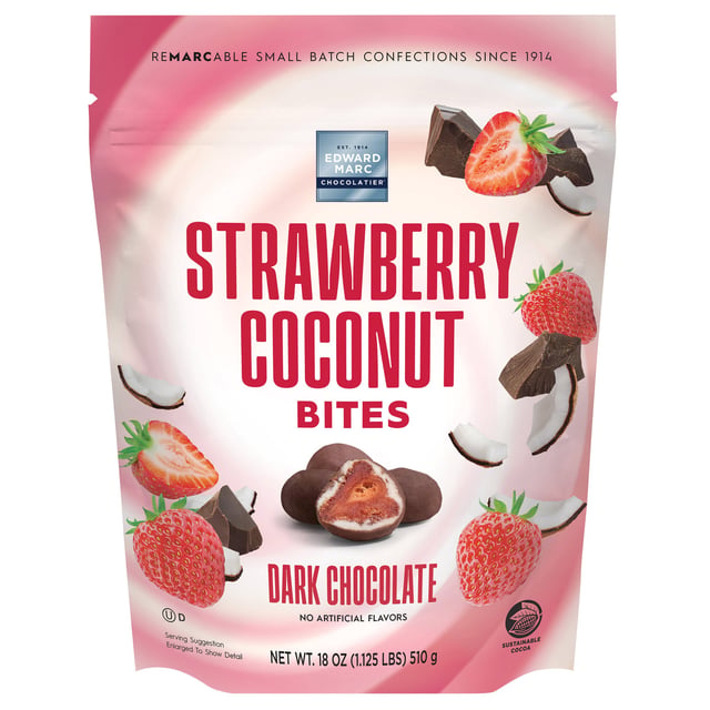 Edward Marc Dark Chocolate Strawberry Coconut Bites 18 oz