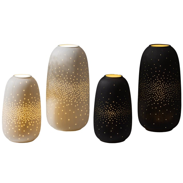 Evergreen LED Porcelain Lanterns, Set of 2