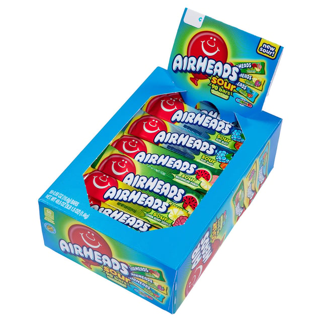AirHeads Sour Assorted Bars, 90 Count, 0.55 oz Each