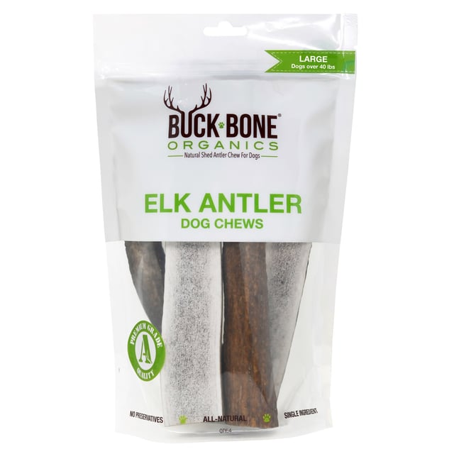 Buck Bone Organics Elk Antler Dog Chew, Large, 4-Piece, 1.5 lbs