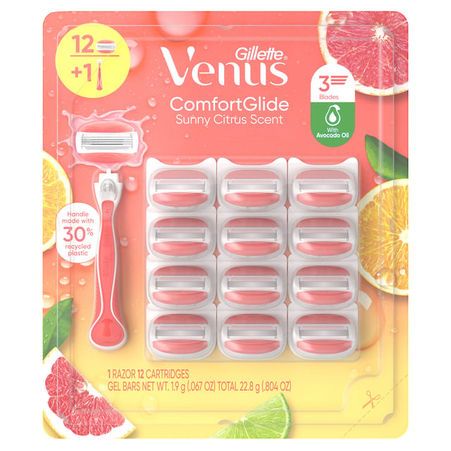 Gillette Venus Comfort Glide Sunny Citrus, 1 Razor + 12 Cartridges