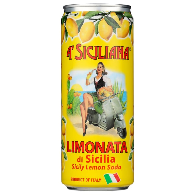 A'Siciliana Sparkling Italian Soda, Lemon, 11.15 fl oz, 16 ct