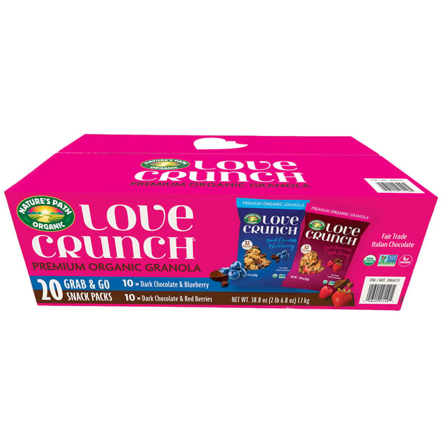 Nature's Path Organic Love Crunch Premium Granola Variety Pack, 20 Grab & Go Snack Packs, 38.8 oz