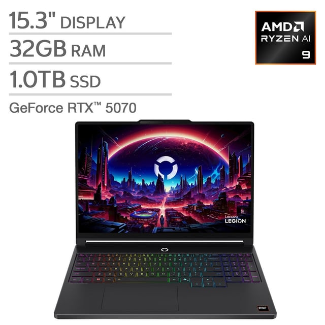 Lenovo Legion 5 Gen 10 15.3" Gaming Laptop - AMD Ryzen AI 9, GeForce RTX 5070, 32GB RAM, 1TB SSD
