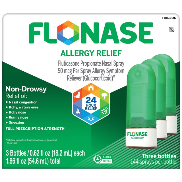 Flonase Non-Drowsy 24 Hour Allergy Relief Nasal Spray 50mcg 3x144 Sprays