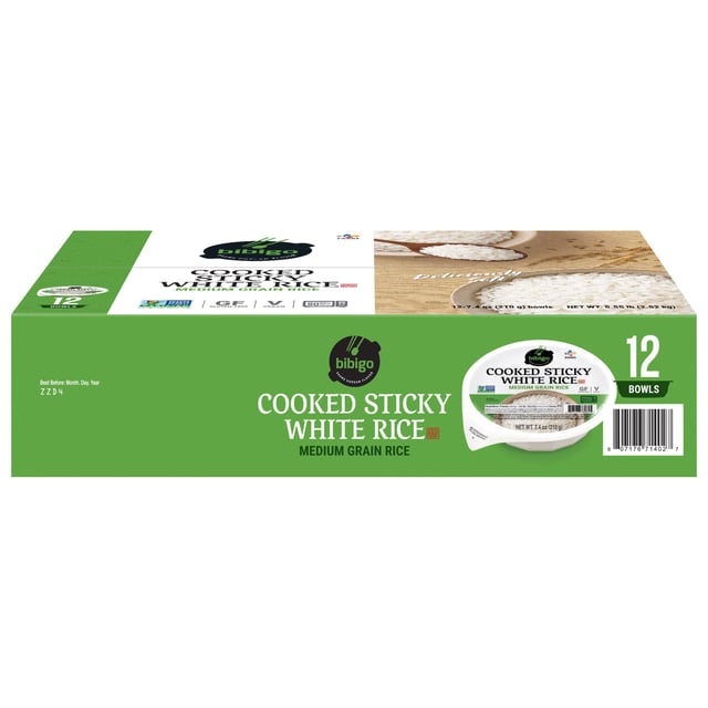 Bibigo Cooked Sticky White Rice Medium Grain 12/7.4 oz