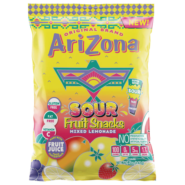 AriZona Sour Mixed Lemonade Fruit Snacks, 12-Count, 5 oz Bags