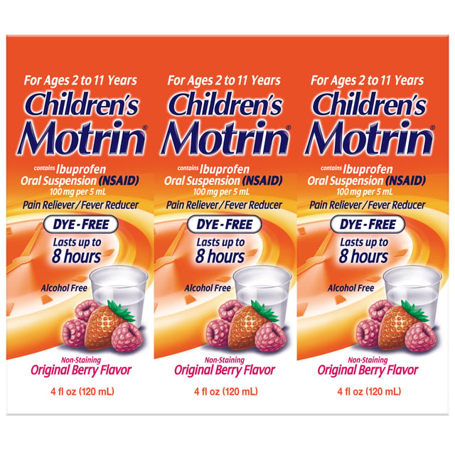 Children's Motrin Suspension Dye-Free Berry, 3x4 oz