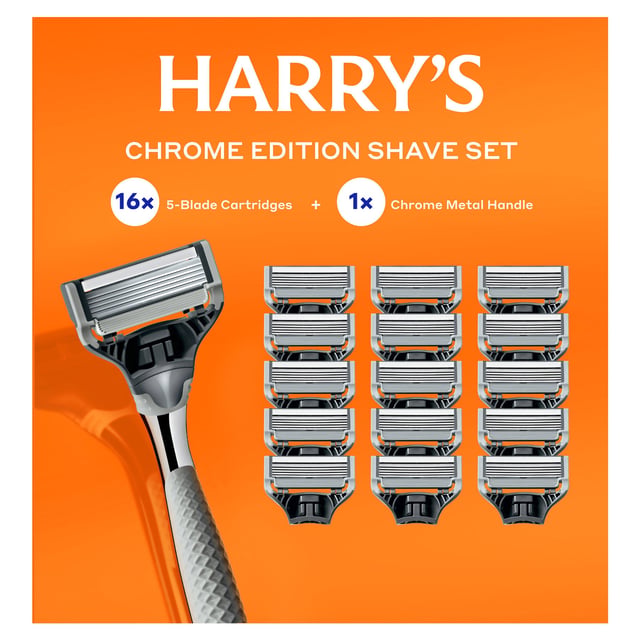 Harry's Chrome Edition Razor 1 Handle, 16 Cartridges