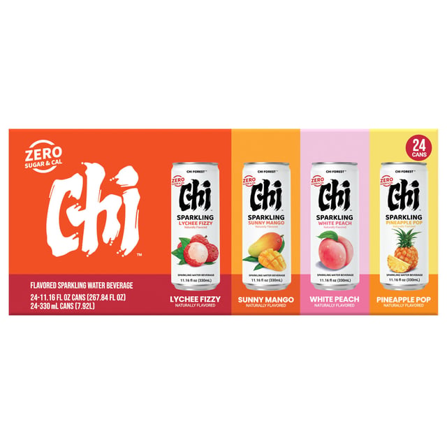 Chi Forest 4-Flavor Variety Pack Sparkling Water, 24 Cans, 11.16 oz Each