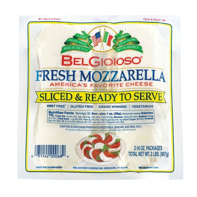 BelGioioso Sliced Fresh Mozzarella, 2 x 16 oz