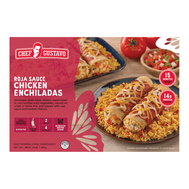 Chef Gustavo Chicken Enchiladas Roja Sauce, 48 oz