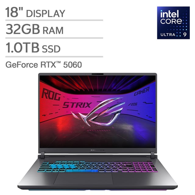 ASUS ROG Strix G18 18" Gaming Laptop - Intel Core Ultra 9 275HX, GeForce RTX 5060, 32GB RAM, 1TB SSD