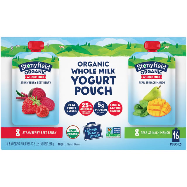 Stonyfield Organic Yogurt Pouch, 16 Count, 3.5 oz Each