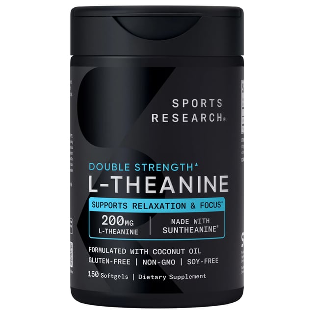 Sports Research L-Theanine Suntheanine 200mg, 150 Softgels