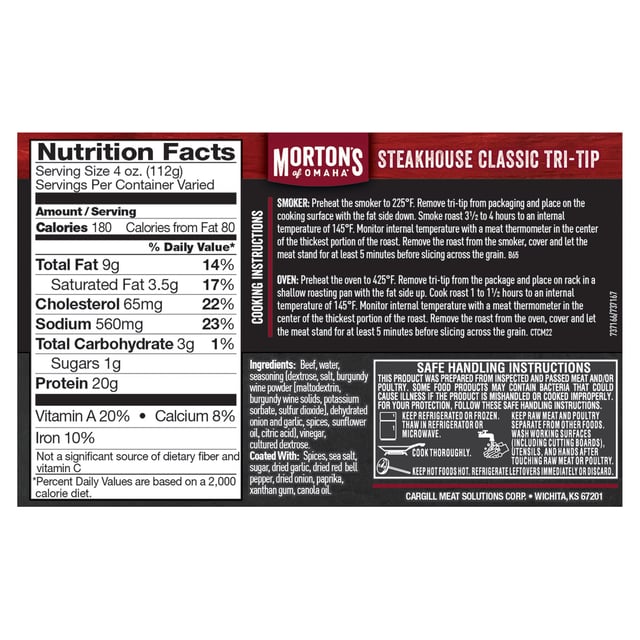 Morton's of Omaha Choice Beef Steakhouse Classic Tri-Tip (Price Per Pound)