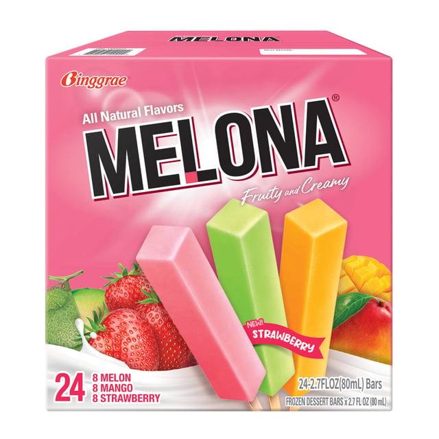 Melona Ice Bars Mango/Strawberry/Melon 24 Count, 2.7 oz Each