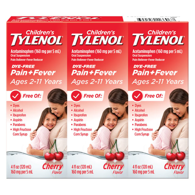 Children's Tylenol Suspension Dye-Free Cherry 3x4 oz