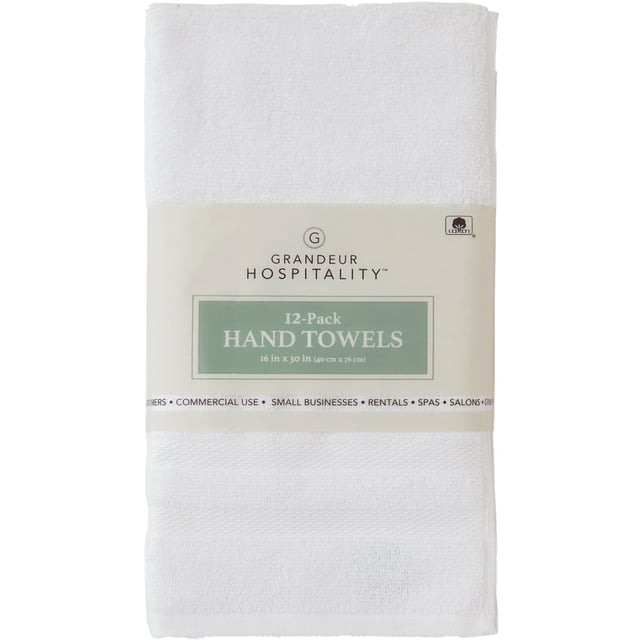 Grandeur Hospitality Hand Towel 12-Pack, 16 in. x 30 in.