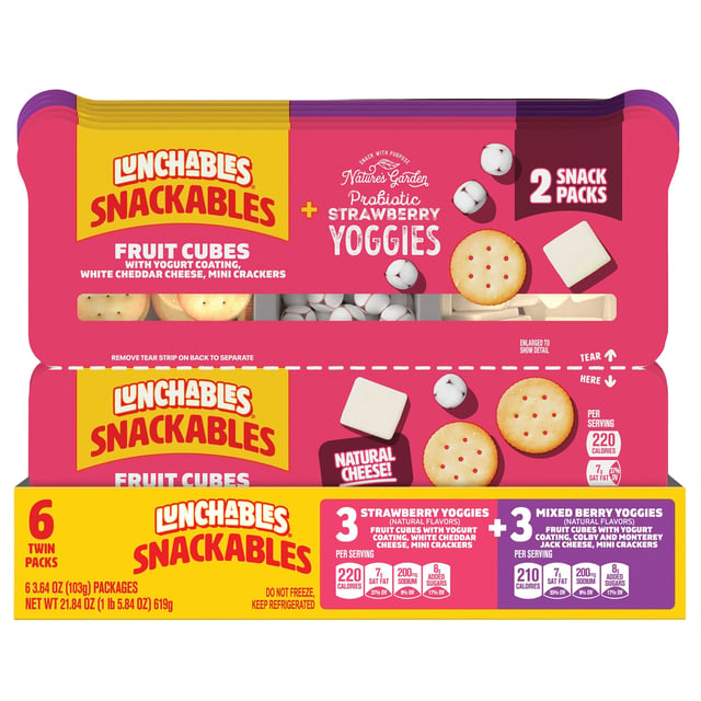 Lunchables Snackables Fruit Cubes Twin Pack, 6 CT