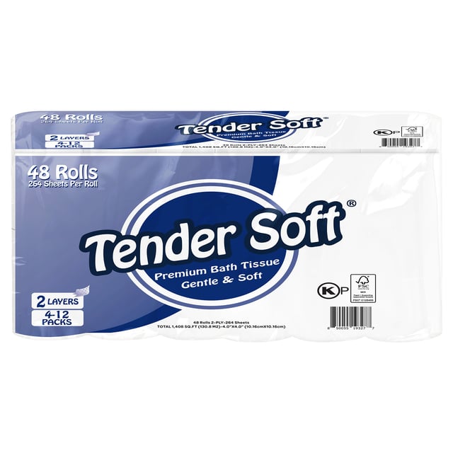 Tender Soft 2-Ply Bath Tissue, 48 Rolls / 264 Sheets