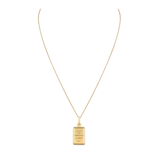 Certified 1 Gram Pure Gold Pendant with 18kt Frame and Chain 18"