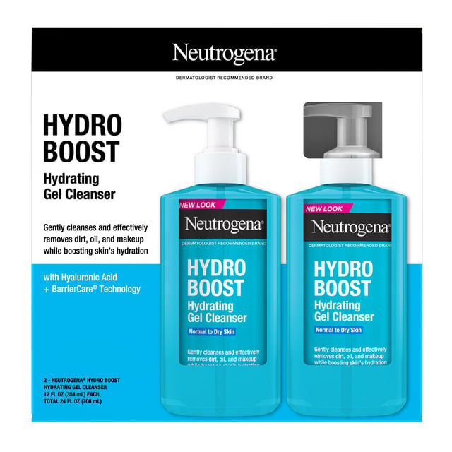 Neutrogena Hydro Boost Gel Cleanser, 2-Pack, 12 fl oz Each