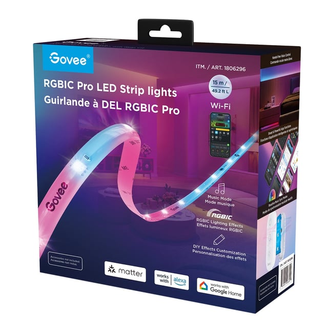 Govee Indoor Smart 49.2' RGBIC Pro LED Strip Light