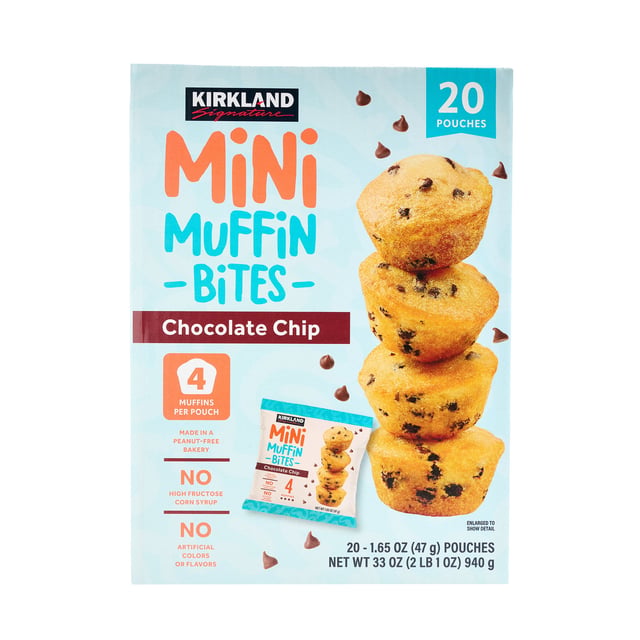 Kirkland Signature Mini Muffin Bites, Chocolate Chip, 20 Count, 33 oz