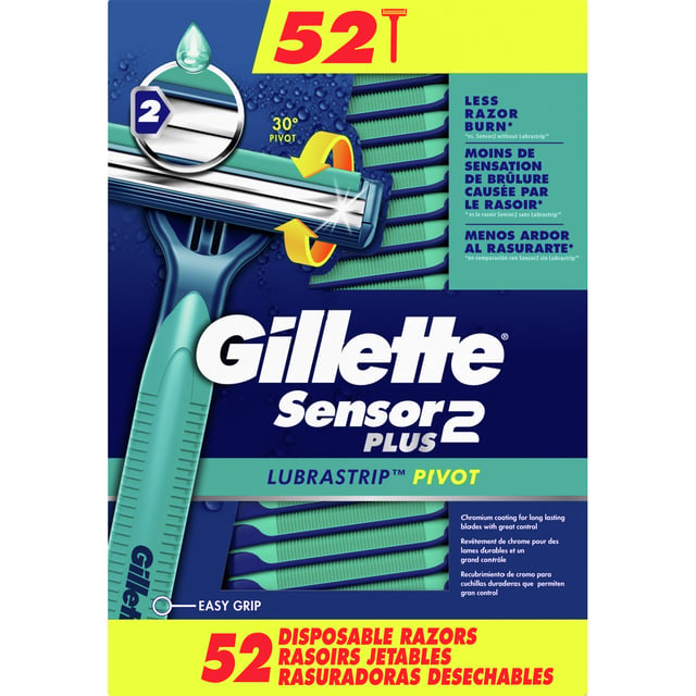 Gillette Sensor 2 Plus Disposable Razor, 52 CT