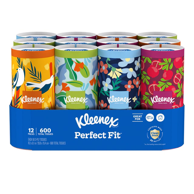 Kleenex Perfect Fit Facial Tissues, 12-Pack, 50 Count