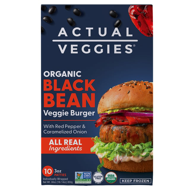 Organic Actual Veggies Black Bean Burger, 10 Count, 30 oz