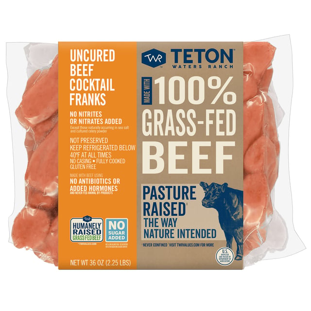 Teton Waters Ranch Beef Cocktail Franks 36 oz (2.25 lbs)