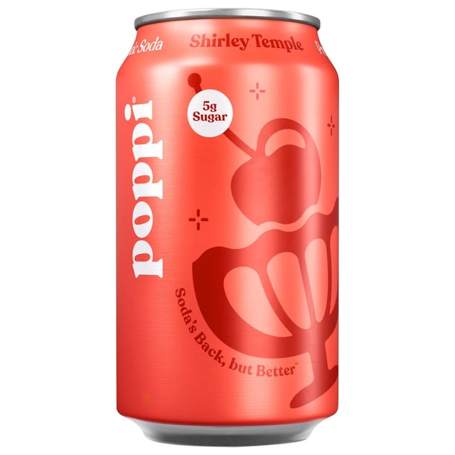 Poppi Shirley Temple Prebiotic Soda, 18 × 12 fl oz