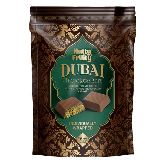 Nutty and Fruity Dubai Chocolate Bars 16 Ounces