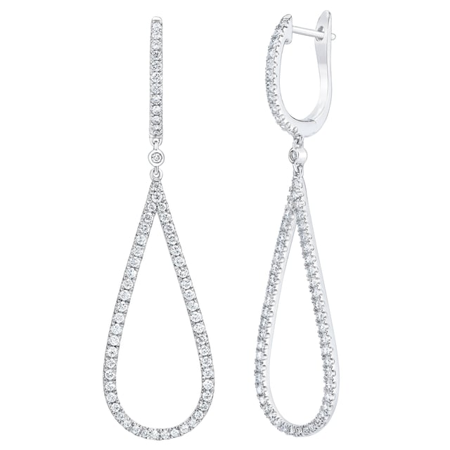 14kt White Gold VS2 Clarity, I Color 1.00 ctw Round Brilliant Diamond Dangle Earrings