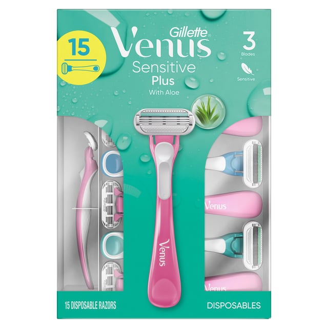 Gillette Venus Sensitive Plus Disposable Razors, 15 Count
