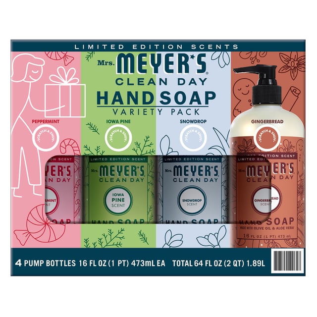 Mrs. Meyer's Holiday Hand Soap 4-Pack, 16 fl oz