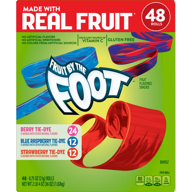 General Mills Fruit by the Foot Variety Pack, 48 Count, 0.75 oz Each