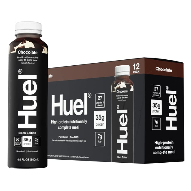 Huel Black Edition High-Protein Chocolate Meal Replacement Drink, 16.9 fl oz, 12-Pack