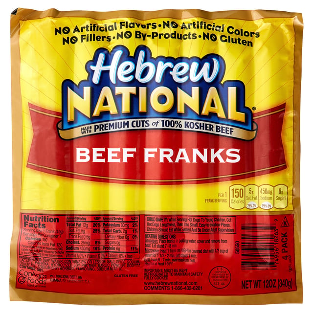 Hebrew National Beef Franks 4/12 oz