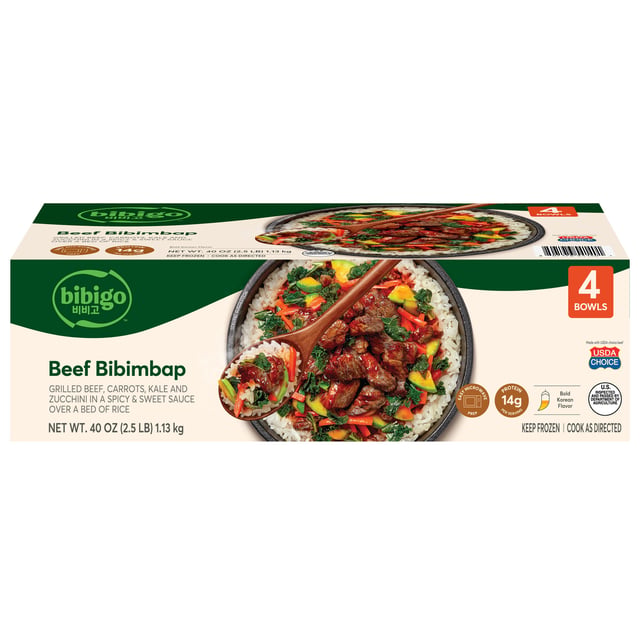 Bibigo Beef & Vegetable Bibimbap Bowls, 4 x 10 oz