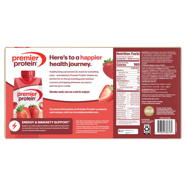 Premier Protein Strawberry Shakes, 18 × 11 fl oz