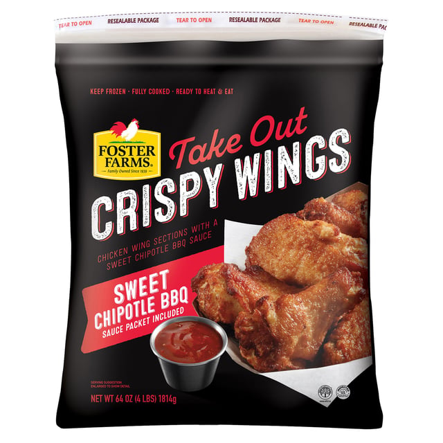 Foster Farms Crispy Wings Sweet Chipotle BBQ 4 Pounds