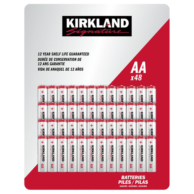 Kirkland Signature Alkaline AA Batteries, 48-Pack