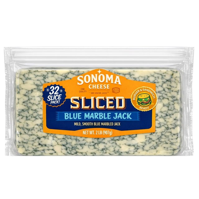 Sonoma Cheese Sliced Blue Marble Jack, 32 oz