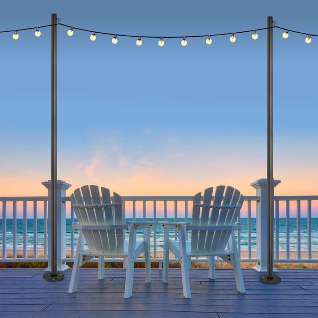 Excello Global Products 10 ft. String Light Pole, 2-Pack