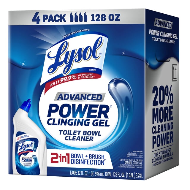 Lysol Advanced Toilet Bowl Cleaner, 4-Pack, 32 fl oz Bottles